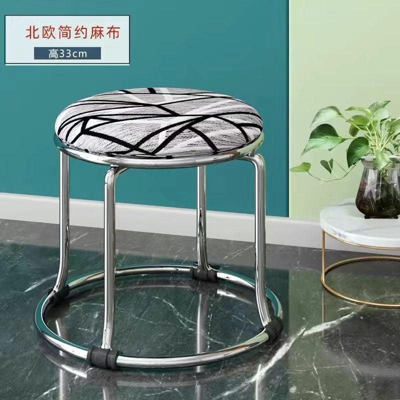 Accessible luxury stoolfor homesoft bag short stool steel bar stool portable practical shoe changing stool coffee table stool carbon steel frame round stool no