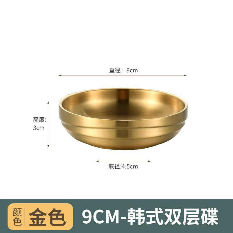 304 korean style extra thick double-layered gold sauce dish, snack & kimchi plate, bbq restaurant seasoning dish, hot pot dipping bowl