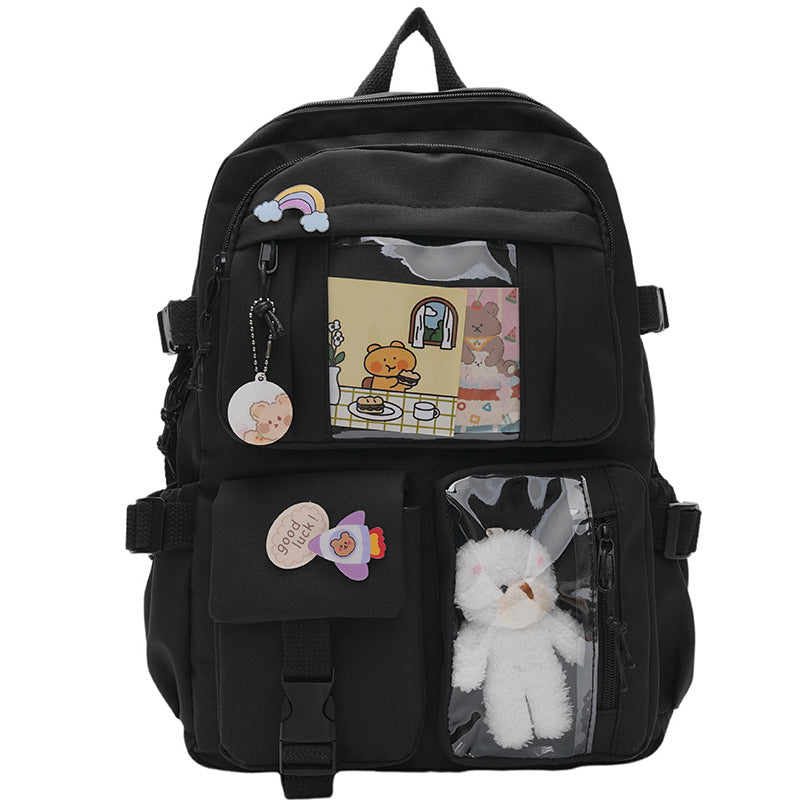 Korean version of fresh and cute junior high school backpack women's large-capacity leisure primary school schoolbag light storage campus backpack