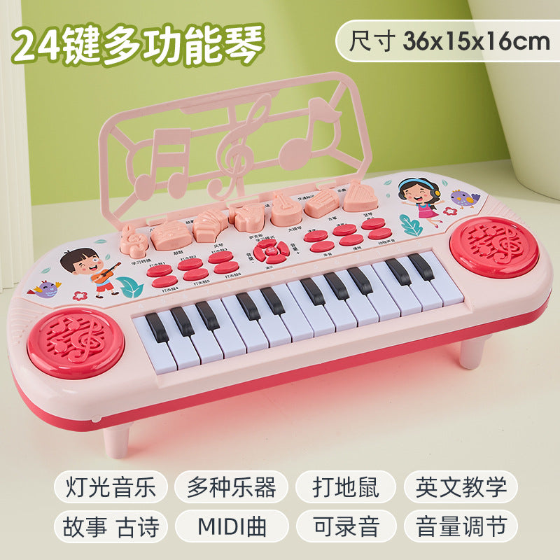 Children's electronic keyboard piano - early education & brain development - multifunctional whack-a-mole - ages 1-6 - musical toddler microphone toy