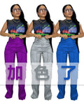 e-commerce source of goods fashionfashioncasual women's pure color multi-flap pocket pantsworkwearpants