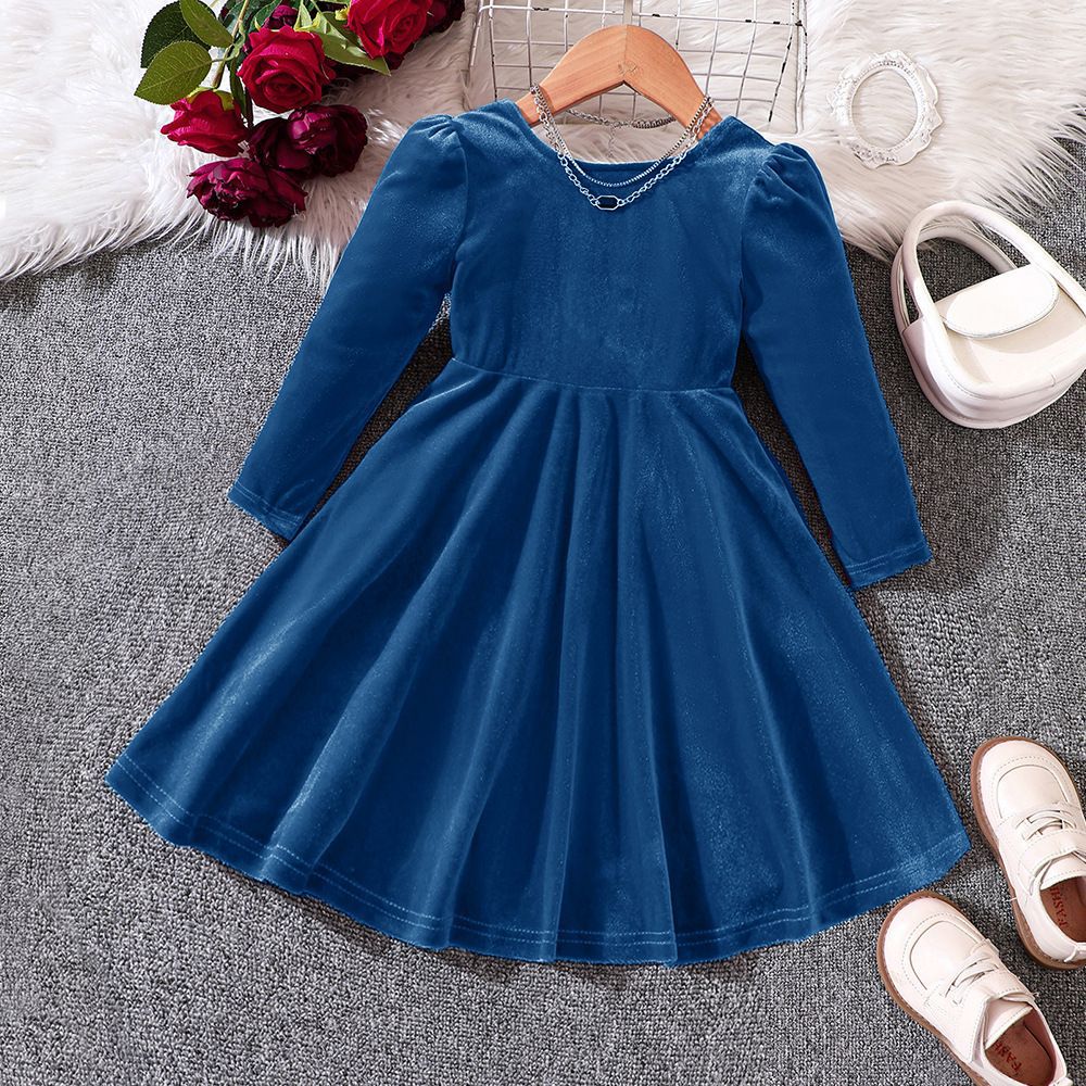 Ew foreign trade children's wear: new autumn/winter velvet bow christmas princess dress for girls (sizes for toddlers and young children)