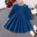Ew foreign trade children's wear: new autumn/winter velvet bow christmas princess dress for girls (sizes for toddlers and young children)