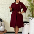 D610 european and american style elegant stretch slim-fit solid color blazer and slip dress two-piece set - african fashion outfit