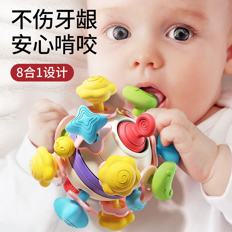 Infant manhattan atomic ball space teether hand ball baby teething soft glue boiled grip training toy