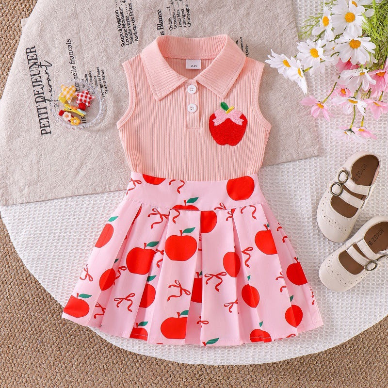 Children's clothing shein cross-border girl suit sleeveless vest + skirt two-piece set