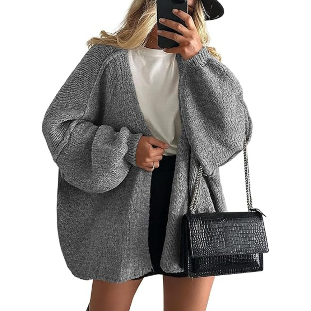 2025 fall/winter new european and american cross-border commute women's knitted top, european and american casual sweater cardigan, loose fit open front