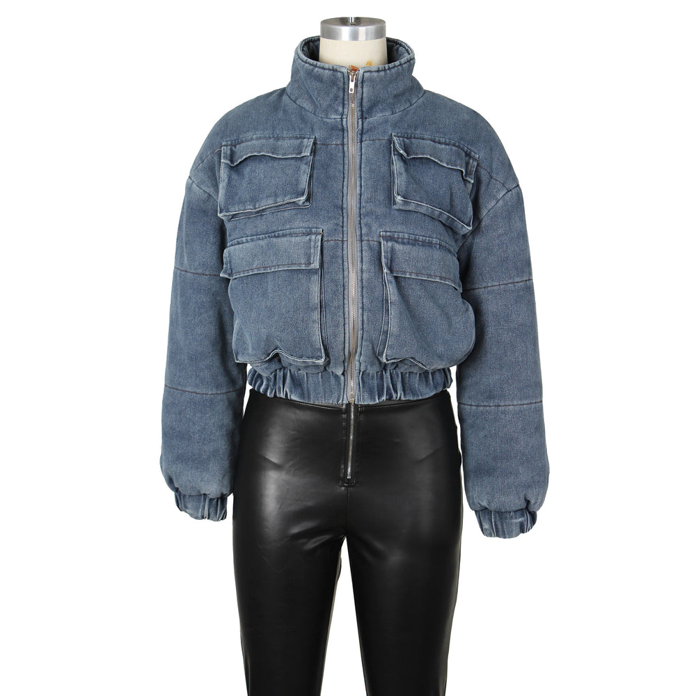 new european and american style international fashion multi-pocket denim cotton jacket