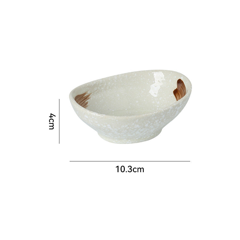 Japanese retro dipping sauce ceramic ingot dish - sushi topping, snack, and side dish plate - restaurant, hotel, and home use soy sauce dish