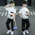 Boys' summer outfit set:  new styles for older boys - stylish, sporty, short-sleeved korean fashion