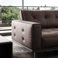Genuine leather office sofa set - italian minimalist retro style - pull-button straight row three-seater negotiation and reception sofa