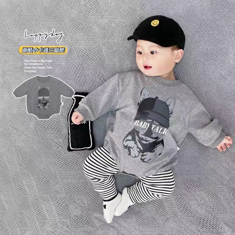 Infant spring autum cartoon fashion one-piece jumpsuit baby boy fashion newborn triangle outing romper suit