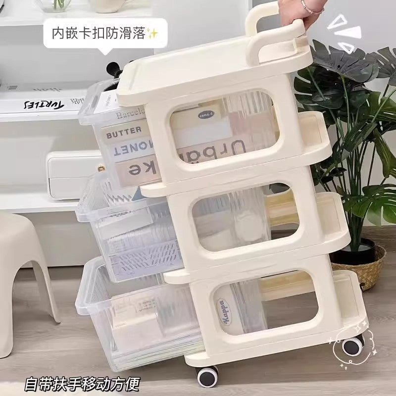 Household Shelf Cart Mobile Snack Cart Bedroom Storage Box Drawer Storage Box Mobile Shelf