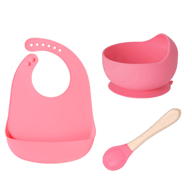 Dongguan Greene Factory Baby Silicone Bib Does Not Contain Bisphenol A Baby Saliva Pocket Children's Tableware Feeding Set