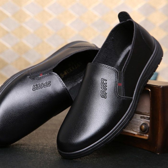 Chef leather shoes men's non-slip waterproof oil-resistant hotel kitchen shoes all-black leather work shoes for men