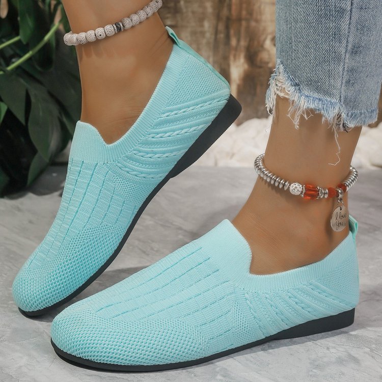 Fashionexport breathable slip-on flatsflatsflats women's cross-border wide toe plus size breathable lazy loafers