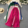 Summer outfit: high-waisted tie-waist casual pants for women - plus size, slimming, flattering, and flowy wide-leg pleated trousers