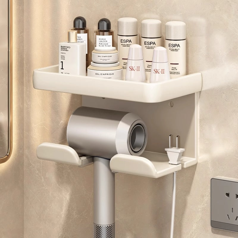 Hair dryer holder - no drilling required, wall-mounted hair dryer rack for bathroom, hair dryer organizer shelf