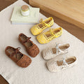 Kids sandals summer new arrival baby baotou pure color princess shoes girls woven cut out soft bottomnon-slip toddler shoes