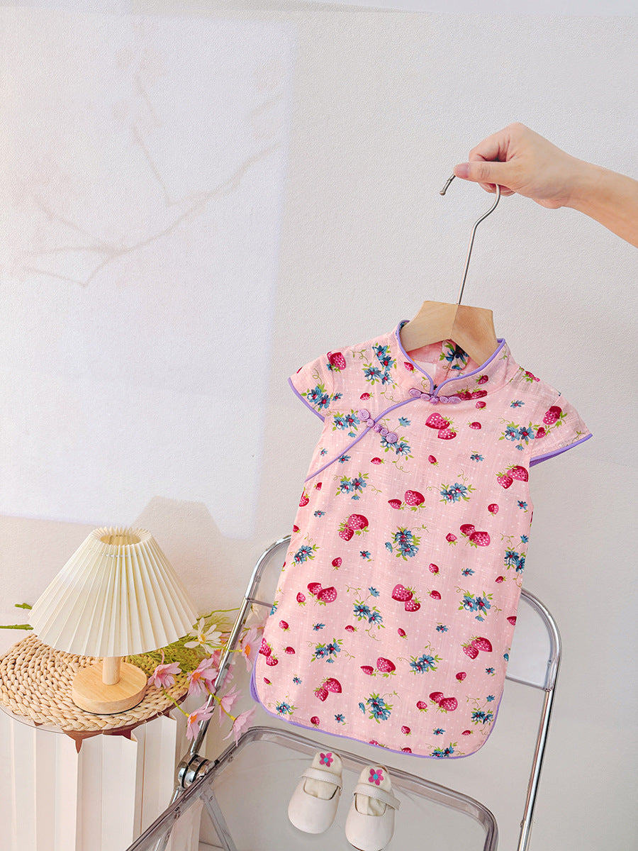 Baby girl cheongsam dress summer new style princess dress 1-2-3-4-5 years old toddler hanfu girl summer outfit