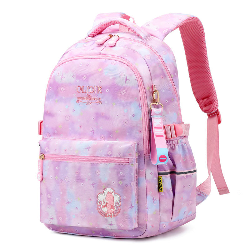 School bag, primary school students, girls, grades 1, 2, 3 to 6, girls, light burden reduction, spine protection, cute children's backpack