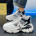Spring men's new high-top shoes, men's sneakers, trendy versatile chunky sole height-increasing casual running dad shoes