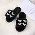 2024 new fuzzy slippers - autumn/winter butterfly slides, wholesale cotton house slippers with rhinestone embellishments, women's plush slippers for outdoor wear
