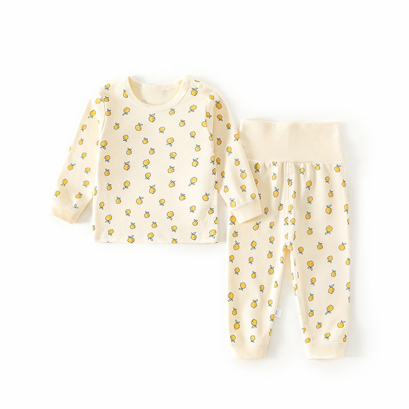 Cotton baby underwear set - high-waisted, belly-supporting, spring/autumn style - pajamas, loungewear, base layer, long johns