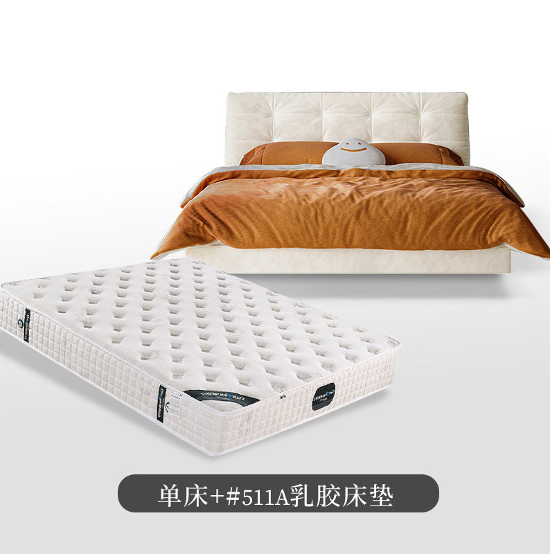 Italian normcore cream style fabric bed double bed master bedroom down soft bag wedding bed storage puff bed