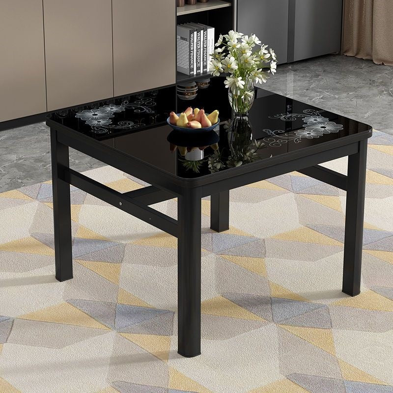 Square tempered glass dining table and chair set - modern minimalist design for small spaces