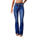 Amazon fashion cross-border retro stretch jeans women's  spring new style washed streetwear slightly flared pants