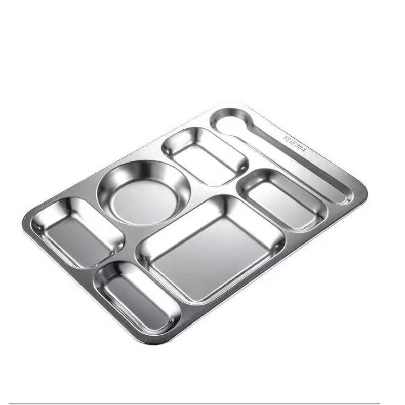 304 stainless steel lunch tray - five/six compartment, student/adult divided, thickened square meal plate/lunch box - direct from the manufacturer