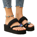 Thick sole slippers for women outwear 2025 summer new arrival pearl toe slippers butterfly platform bottom open toe wedge sandals