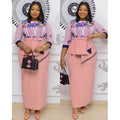 African plus size  spring style printing high waistslimming look hip-covering asymmetricalruffleswork clothingdress wholesale