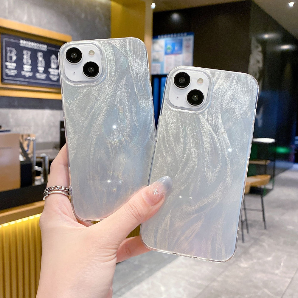 Imd feather yarn suitable for apple 16promax simple anti-fall mobile phone case iphone7p/14 laser silver protective cover