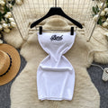 K-style lazy style sleeveless red a-line dress women's summerembroider waist silmslimming lookwork clothingelegant skirt