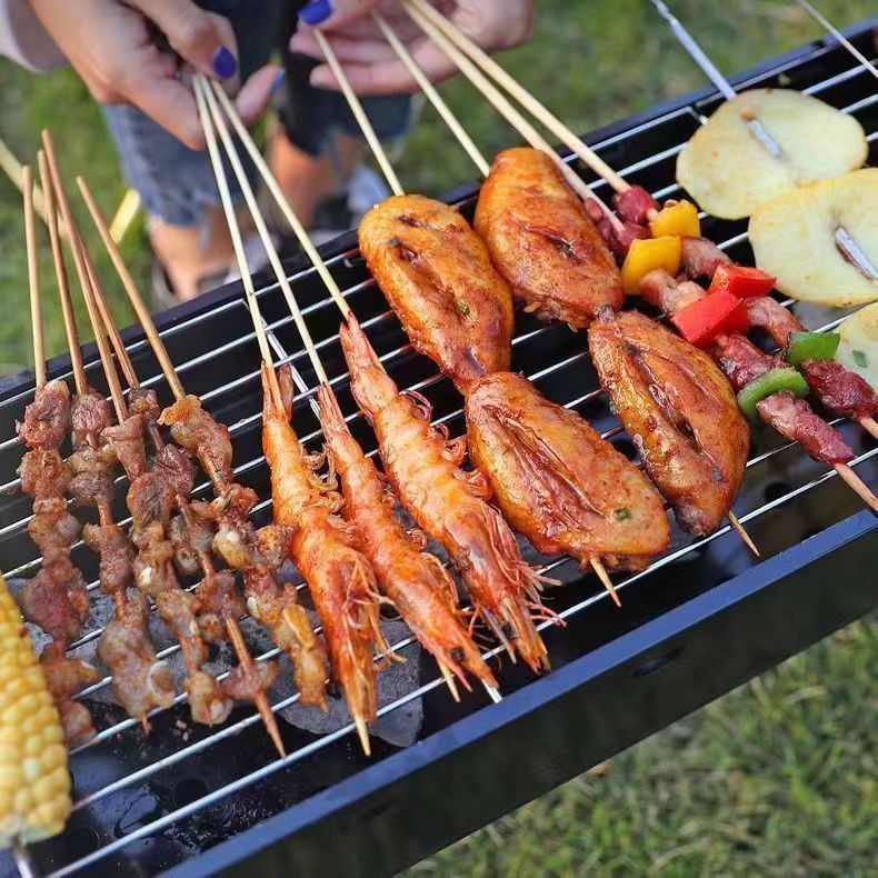 Bbq grill charcoal pull-out carbon tank foldable stove bbq camping picnic bbq rack outdoor bbq grill