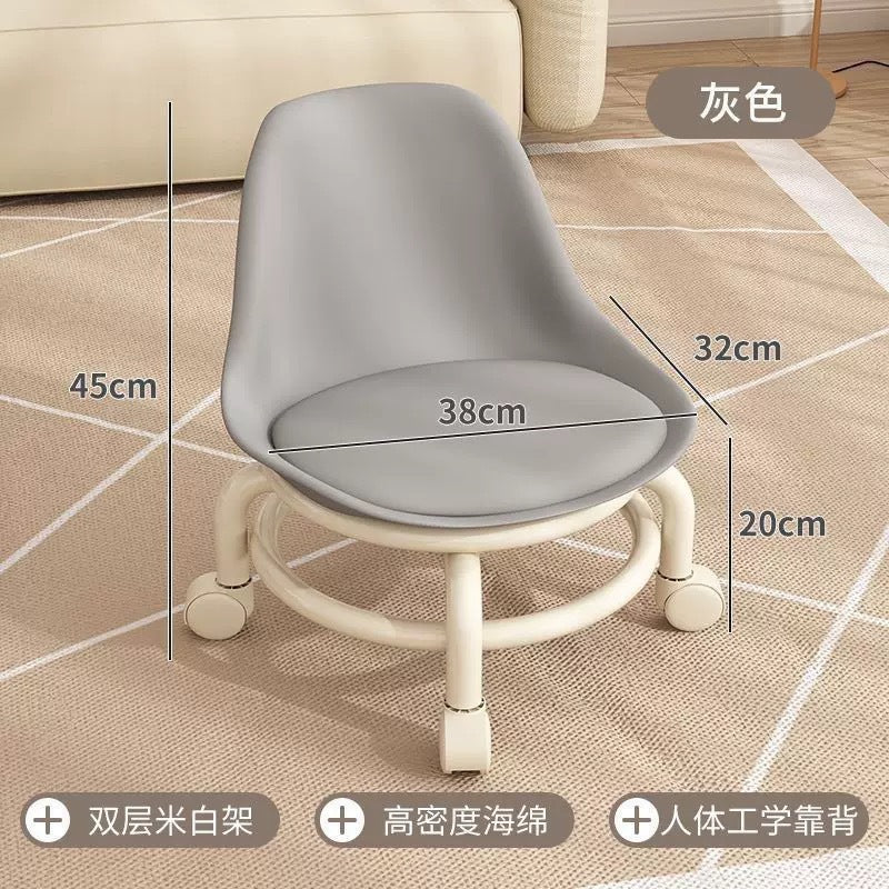 Acrylic stool silent transparent universal wheel children's toddler home stool net red with baby small chair pulley low stool
