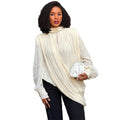 European and american cross-border women's fashion:  summer new arrivals - stylish, unique, pleated, loose-fit long sleeve shirt top