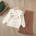 Girls' knitted sweater two-piece set -  autumn/winter new collection - bowknot cardigan and knit sweater outfit for little girls