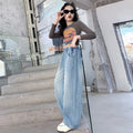 Girls' light wash denim wide leg pants - spring  new collection - stylish kids' and big girls' straight leg trousers - spring/autumn style