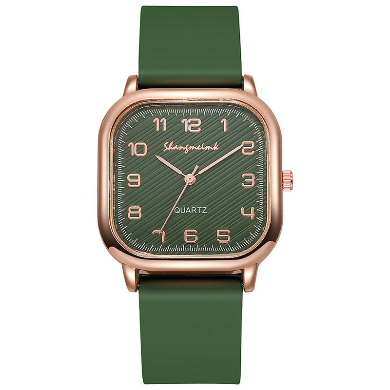 Shangmei square arabic numerals scale silicone strap fashion quartz women's watch factory direct sales wholesale