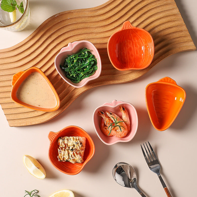 Creative ceramic dishes - novel vegetable-shaped small plates - household vinegar dishes, hot pot dipping dishes, restaurant seasoning dishes