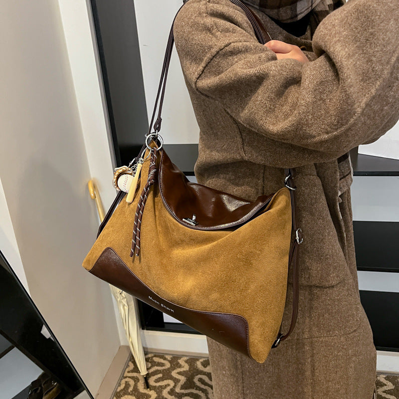 Retro pu large-capacity bag women's autumn and winter 2025 new tote bag multi-functional shoulder and shoulder dual-purpose bag