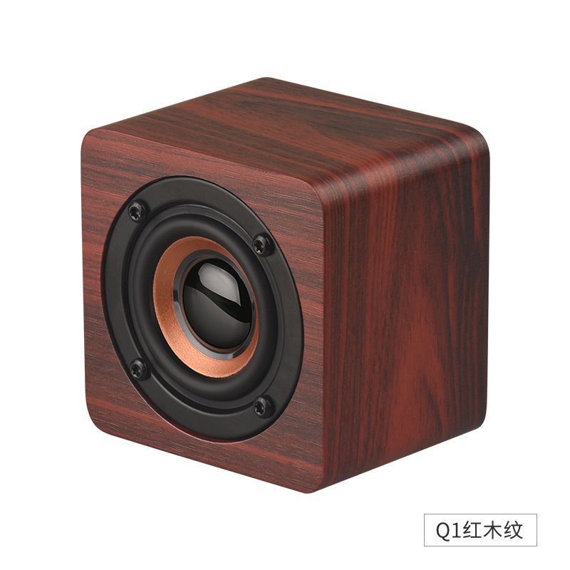 Q1 wooden portable bluetooth speaker - mini wireless audio subwoofer - high-powered creative volume - perfect phone gift