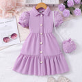 Girls' dress, solid color dress with pearl sleeves + pearl crossbody bag