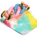 Women's flat square toe slippers sandals colorful vacation style chain ladies slippers fashionable elegant women's sandals