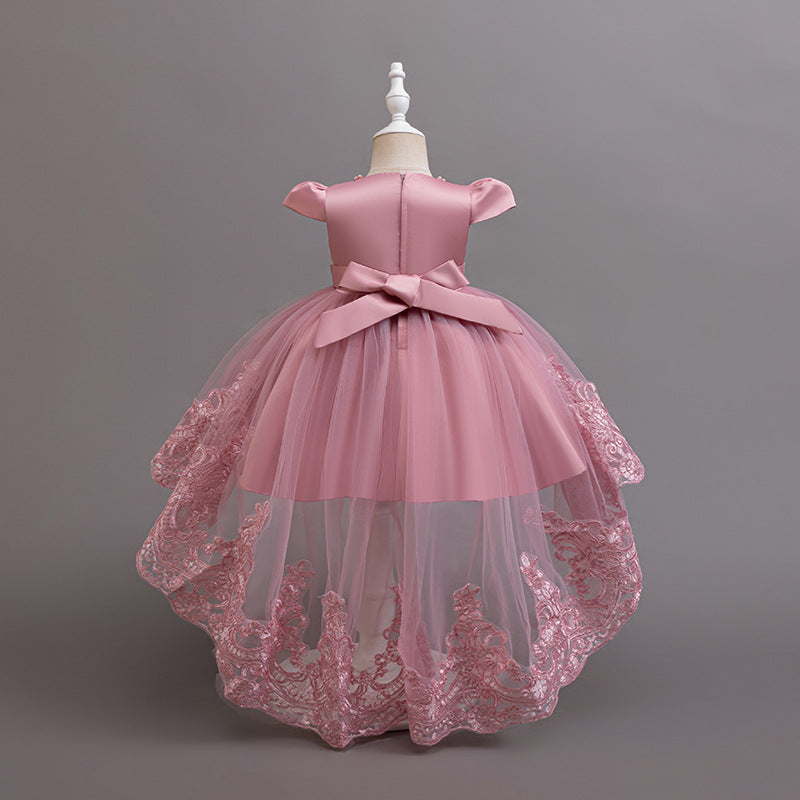Amazon cross-border new arrival girl performance skirt trailing lace mesh tutu birthday party skirt baby dress