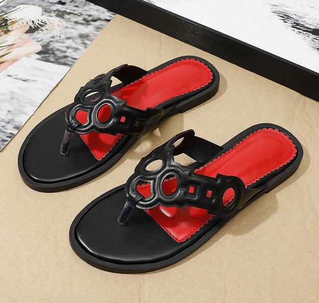 2025ch new women's low heel flat sandals & slippers - round toe, voltage laser design - cross-border e-commerce