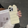 3d cat ear striped case for apple 17 pro max iphone 16 - large hole side cat paw soft case